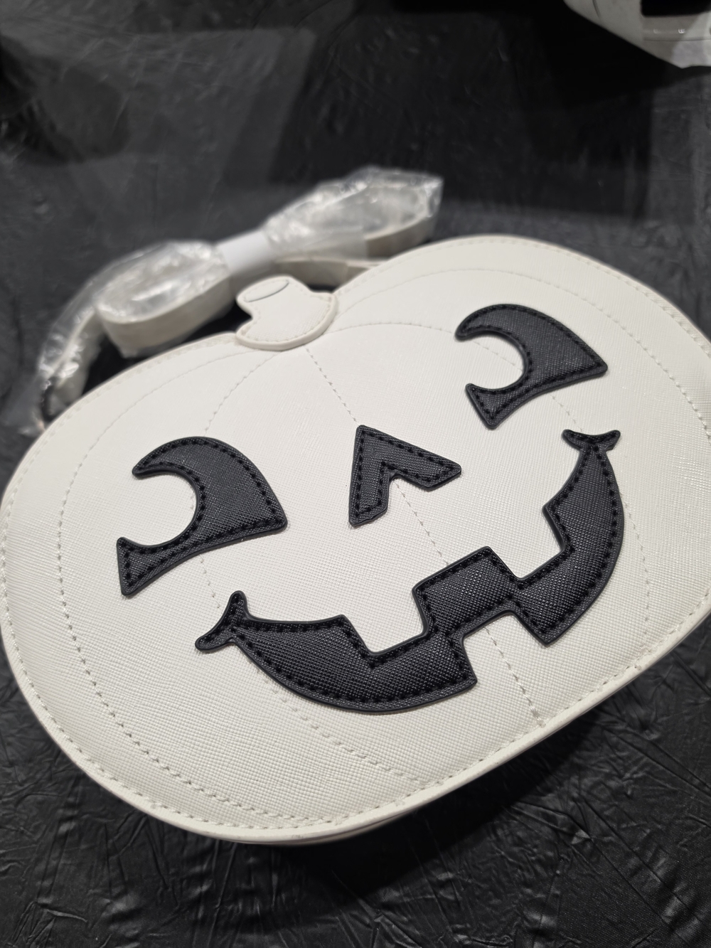 MAD Engine White Pumpkin Jack-O'-Lantern halloween fall Mini Crossbody Bag - Picture 2 of 5